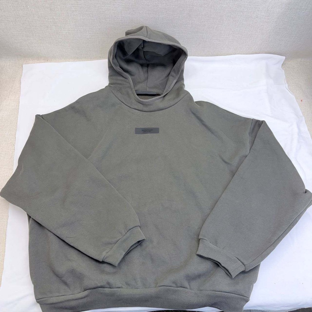 Fear of God Essentials Pullover Hoodie Size M Charcoal Grey Boxy Fit Logo